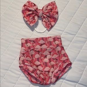 Boutique flamingo bummies & bow